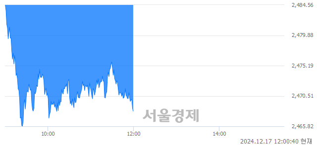 [정오 시황] 코스피 2467.73, 하락세(▼21.24, -0.85%) 지속