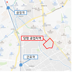 1기 신도시 이주주택이 지어질 군포 당정 공업지역 위치도. 자료 제공=국토교통부