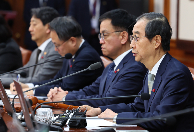 한덕수 대통령 권한대행이 24일 정부서울청사에서 열린 국무회의에서 발언하고 있다. 연합뉴스