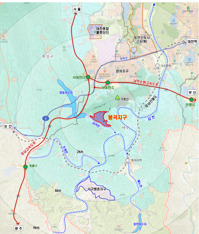 봉곡지구 위치도. 사진제공=대전도시공사