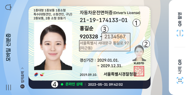 2022년 7월부터 발급한 모바일 신분증 예시. 사진 제공=행안부