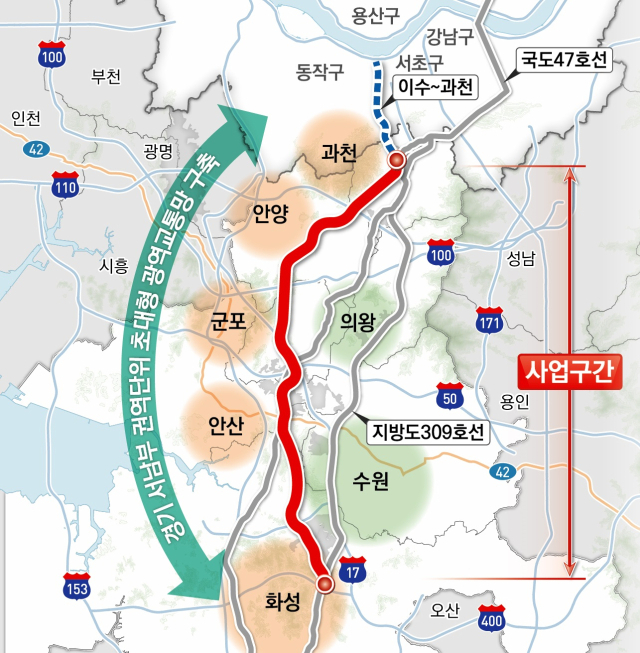 화성~과천 고속화도로 구간. 사진 제공=경기도