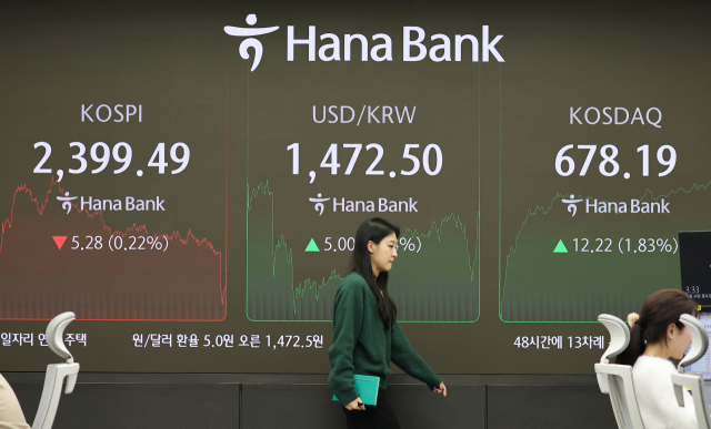 지난해 12월 30일 서울 중구 하나은행 딜링룸. 연합뉴스