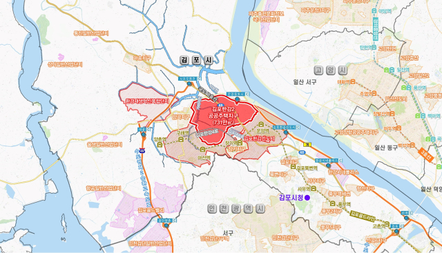 김포한강2 공공주택지구 위치도. 사진 제공=김포시