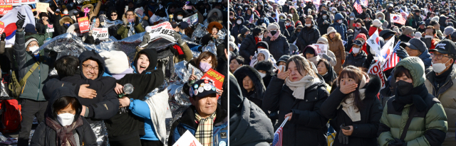 '환호하고 울먹이고'…윤 대통령 체포에 엇갈린 반응