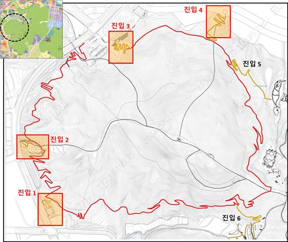 원수산둘레길 진입관문 현황. 사진제공=행복청