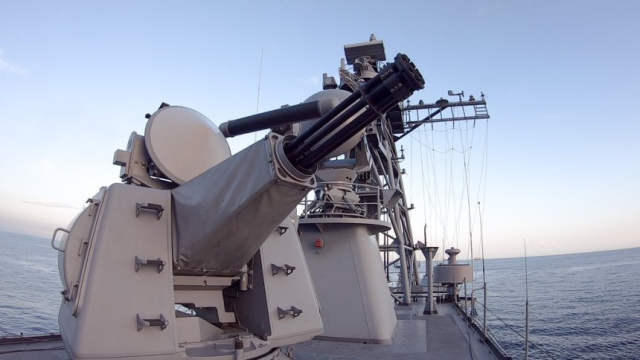 함정에 장착된 CIWS ‘골키퍼’ . 사진 제공=LIG넥스원