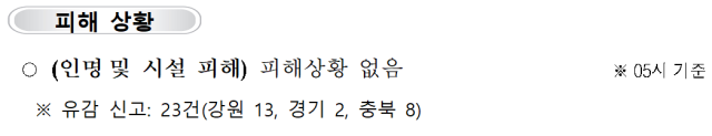 충주 지진에 유감신고 23건…피해 접수는 없어