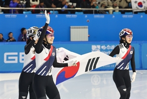 약점 꼽히던 500m까지 금·은·동 석권…女 쇼트트랙, 적수가 없다 [동계AG]