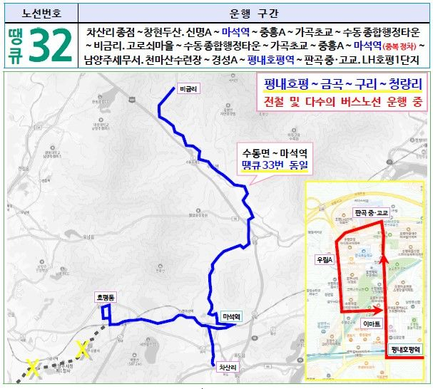 땡큐 32번 노선도. 사진 제공=남양주시