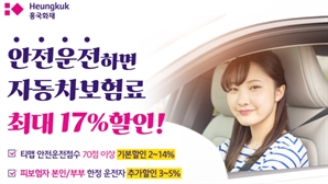 흥국화재, 안전운전점수 車 보험료 할인률 최대 17%로 확대