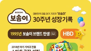 30살 된 깨끗한나라 보솜이, 누적 판매량 29억 개 돌파