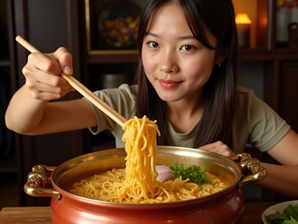 금값 치솟는데…1억짜리 '황금 냄비'로 훠궈 먹방한 中여성에 '갑론을박'