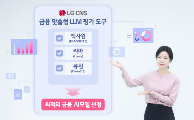 LG CNS 직원이 '금융 맞춤형 LLM 평가도구'를 소개하고 있다. 사진 제공=LG CNS