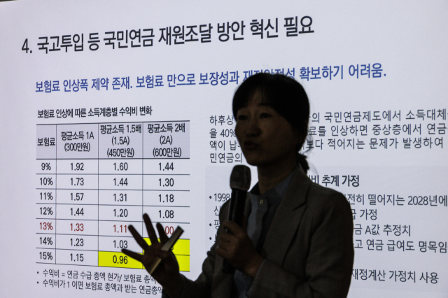 지난해 5월 23일 서울 중구 프레스센터에서 KDI와 한국경제학회가 주최한 '바람직한 국민연금 개혁방안' 토론회가 열리고 있다. 연합뉴스