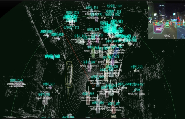카카오모빌리티가 공개한 자율주행 차량용 다중센서 융합형 3D 동적객체 검출 추적 학습 데이터. 사진 제공=카카오모빌리티