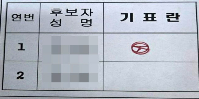 울산시의회 후반기 의장 선거 과정에서 논란이 됐던 투표용지. 사진제공=울산지방법원