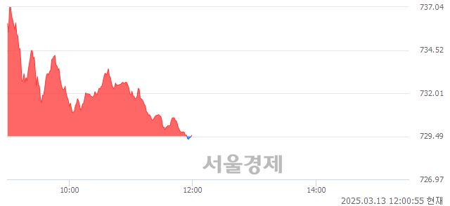 [정오 시황] 코스닥 729.33, 하락세(▼0.16, -0.02%) 반전