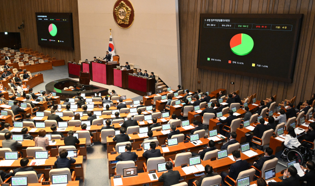 주주에 대한 이사의 충실 의무 등을 골자로 한 '상법 일부개정법률안'이 13일 국회 본회의에서 통과되고 있다. 여당은 최상목 대통령 권한대행에게 재의요구를 건의할 방침이다. 오승현 기자