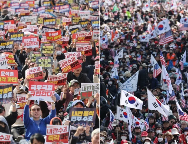 15일 서울 곳곳에서 열린 윤석열 대통령 탄핵 찬반 집회, 연합뉴스