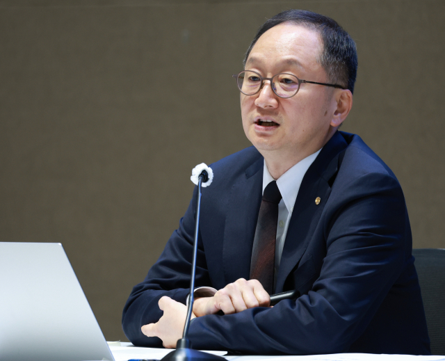 장용성 한국은행 금융통화위원회 위원이 19일 서울 중구 한국은행에서 열린 기자간담회에서 발언하고 있다. 사진 제공=한국은행