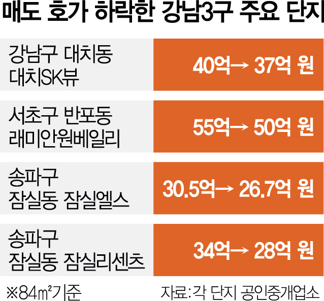 잠실 매물 사흘새 150건 늘어…반포 원베일리는 9억 낮춰 거래[집슐랭]