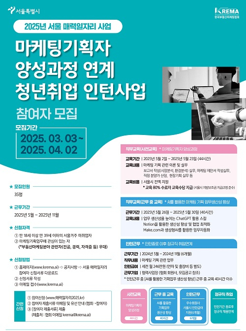 한국부동산마케팅협회, '서울 매력일자리' 청년인턴 35명 선발