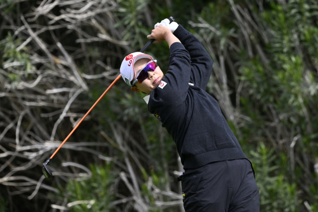 김효주가 LPGA 투어 T모바일 매치플레이 1라운드 2번 홀에서 티샷을 하고 있다. AFP연합뉴스
