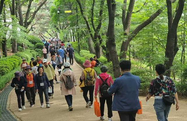 치매 극복 걷기 행사 참여한 시민들. 사진 제공 = 성남시