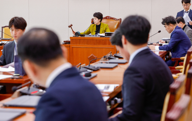 지난달 17일 서울 여의도 국회 12·29여객기참사 진상규명과 피해자 및 유가족의 피해구제를 위한 특별위원회에서 열린 제1차 진상규명 및 재발방지 소위원회에서 김은혜 소위원장이 의사봉을 두드리고 있다. 뉴스1