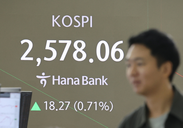 7일 서울 중구 하나은행 딜링룸 현황판에 코스피 지수가 표시되고 있다. 연합뉴스