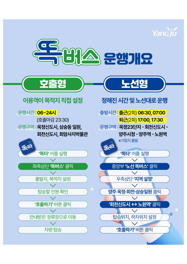 양주시 똑버스 운행 노선 포스터. 사진 제공=양주시