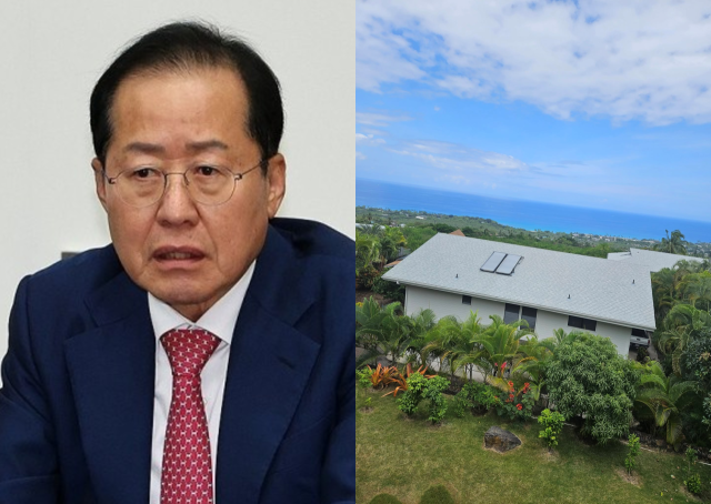 홍준표(왼쪽) 전 대구시장, 홍 전 시장이 자신의 페이스북 계정에 올린 태평양 사진. 연합뉴스·홍준표 전 시장 페이스북