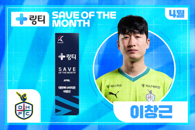 4월 이달의 세이브 수상자 이창근. 사진 제공=한국프로축구연맹