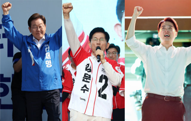 '카디건' 이재명·'야구복' 김문수·'소매 걷은 셔츠' 이준석…표심 잡는 '유세룩' 눈길
