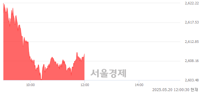 [정오 시황] 코스피 2609.35, 상승세(▲5.93, +0.23%) 지속
