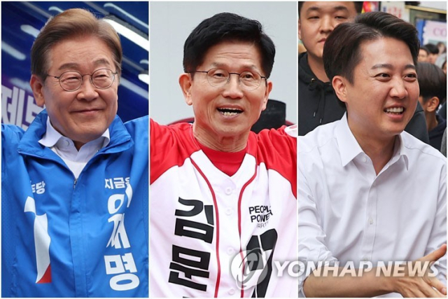 이재명(왼쪽부터) 더불어민주당 후보, 김문수 국민의힘 후보, 이준석 개혁신당 후보. 연합뉴스