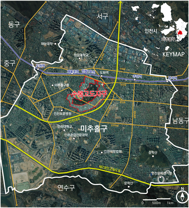 수봉 고도지구 위치도. 자료제공=인천시