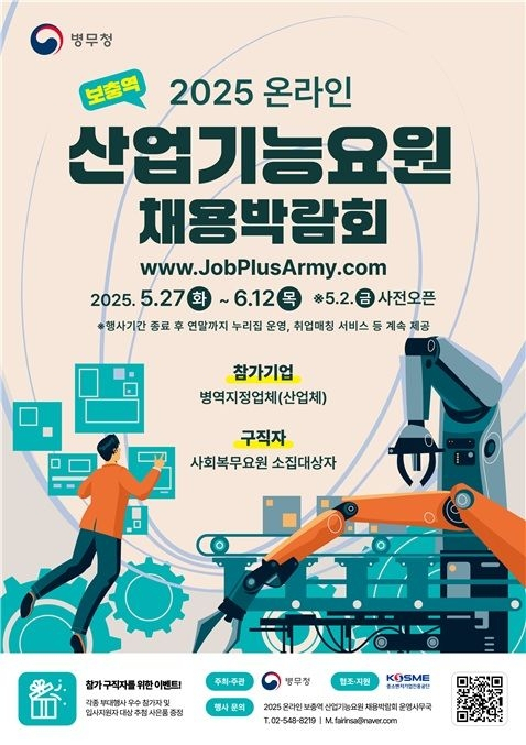 병무청, 보충역 산업기능요원 온라인채용박람회 개최