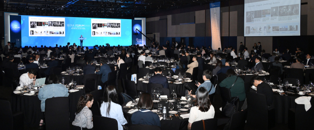 여준구 대동로보틱스 대표이사 27일 서울 중구 신라호텔에서 열린 서울포럼 2025에서 기조연설을 하고 있다. 오승현 기자