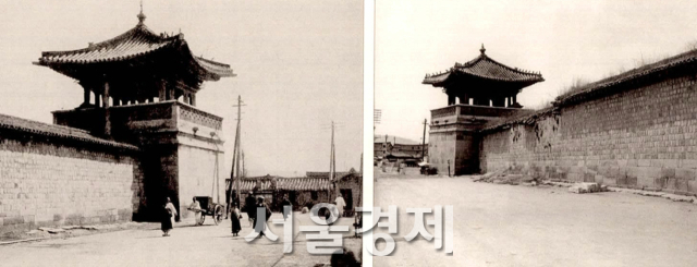 훼손되기 전의 경복궁 서십자각(왼쪽)과 동십자각 모습. 사진 제공=국가유산청