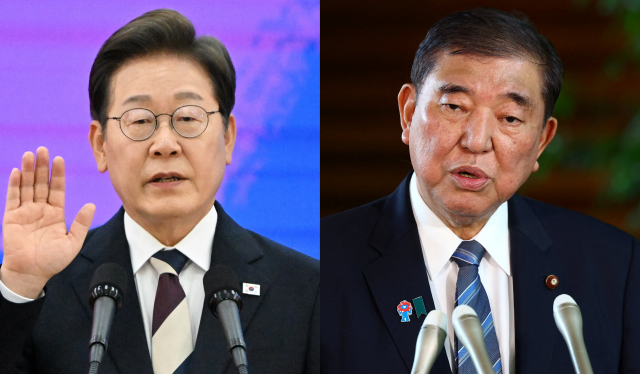 이재명(왼쪽) 대통령과 이시바 시게루 일본 총리. 국회기자단·로이터연합뉴스