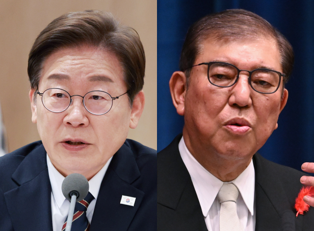 이재명(왼쪽) 대통령과 이시바 시게루 일본 총리/대통령실통신사진기자단, EPA연합뉴스