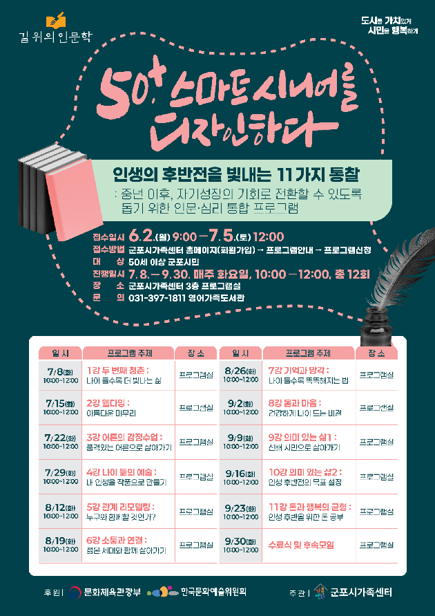 ‘50+, 스마트 시니어를 디자인하다’ 운영 안내문. 군포시 제공
