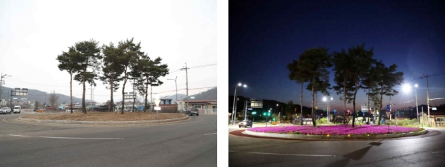 연풍2리 회전교차로 개선 사업 전후 모습. 사진 제공=파주시