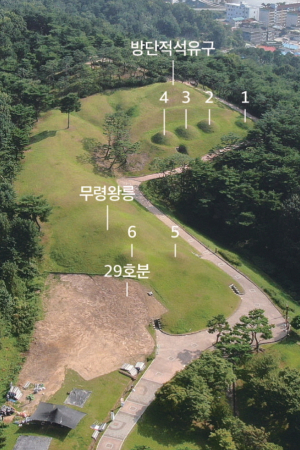 ‘공주 왕릉원’ 전경. 위쪽에 이번에 발굴된 1~4호분이 있다. 사진 제공=국가유산청