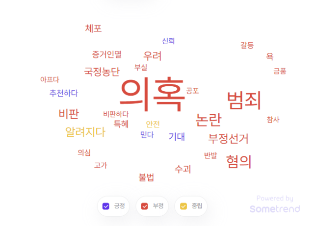 5월 22일~6월 21일 SNS 상 김건희 씨 긍·부정 언급 키워드. 썸트렌드