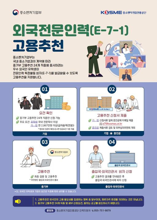 중진공 E-7-1 비자 고용추천 제도 운영 포스터. 사진 제공=중진공