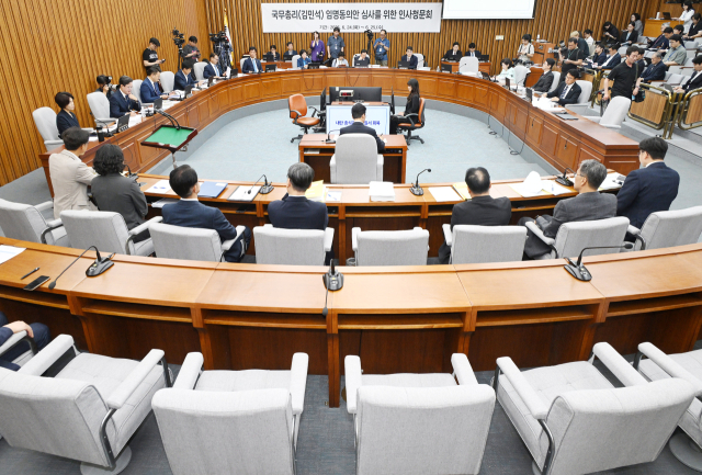 국무총리(김민석) 임명동의안 심사를 위한 인사청문회가 24일 국회에서 열리고 있다. 이날 청문회는 여야 합의 결렬로 증인과 참고인 없이 진행됐다. 오승현 기자 2025.06.24
