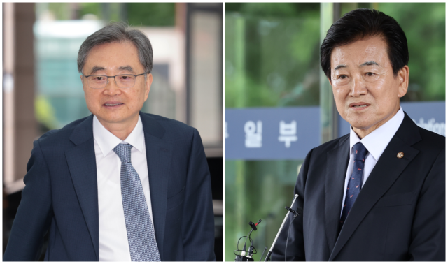 24일 서울 종로구 내수동과 삼청동의 인사청문회 준비사무실로 각각 출근한 조현(왼쪽) 외교부 장관 후보자와 정동영 통일부 장관 후보자. 연합뉴스